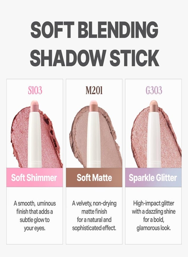 CLIO PROFESSIONAL CLIO Soft Blending Eyeshadow Stick - Long Lasting, Matte, Shimmer & Glitter Finishes, Built-in Brush for Easy Blending, Coconut-Derived Ester Oil Infused (M201 CASHMERE MUTE) - Image 2